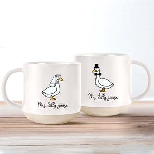 Mr. Silly goose And Mrs. Silly goose Wedding Pottery Mug, Engagement Coffee Mug,Funny Newlywed Gift For Couples,Gift for Him Fiancee Present