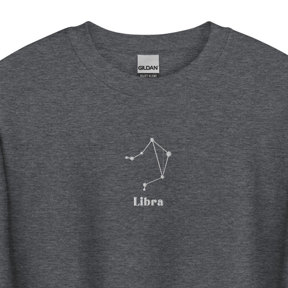 Libra Embroidered Sweatshirt, Embroidered Libra Crewneck Sweater, Embroidered Zodiac Shirt, Libra Shirt, Constellation Shirt