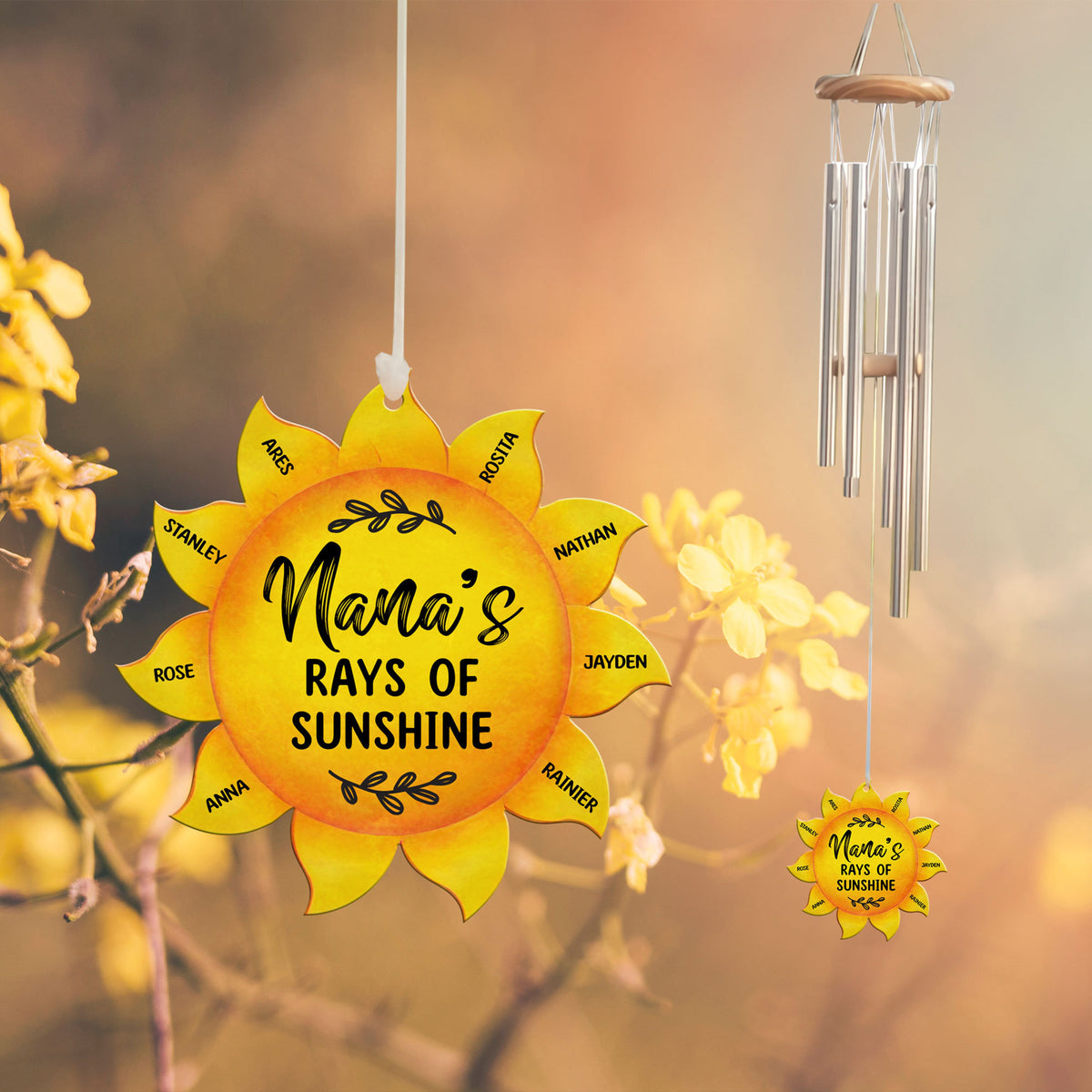 Grandma's Ray Of Sunshine - Personalized Windchime - Gift For Grandma, Mother's Day, Birthday Gift