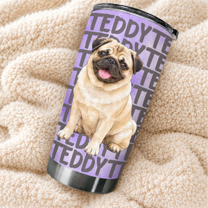 Custom Pet Portrait & Name Watercolor Style - Personalized Tumbler Cup