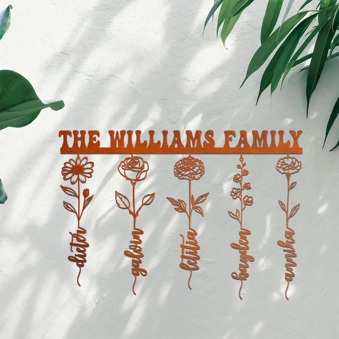 Custom Family Garden Sign Rusty, Rustic Wall Decor, Birth Flower Sign, Gift for Family, Keepsake Gift