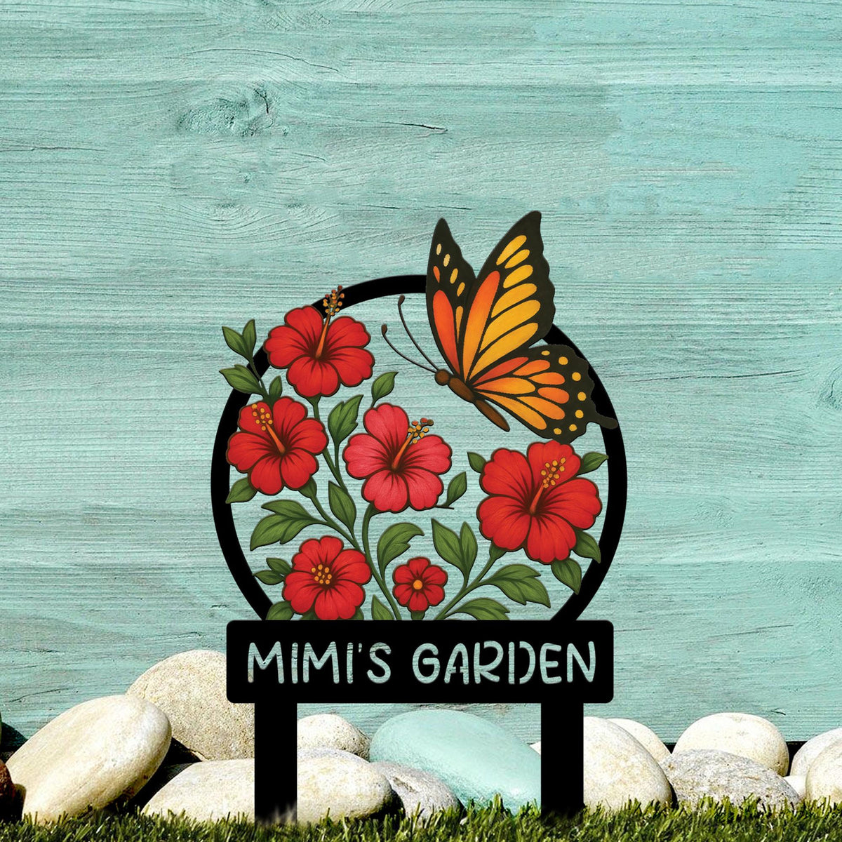 Personalized Butterfly Garden Sign with Stakes, Mother's Day Gift, Floral Yard Art, Nana's Blessings, Mom Gift, Mimi Gift, Outdoor Decor