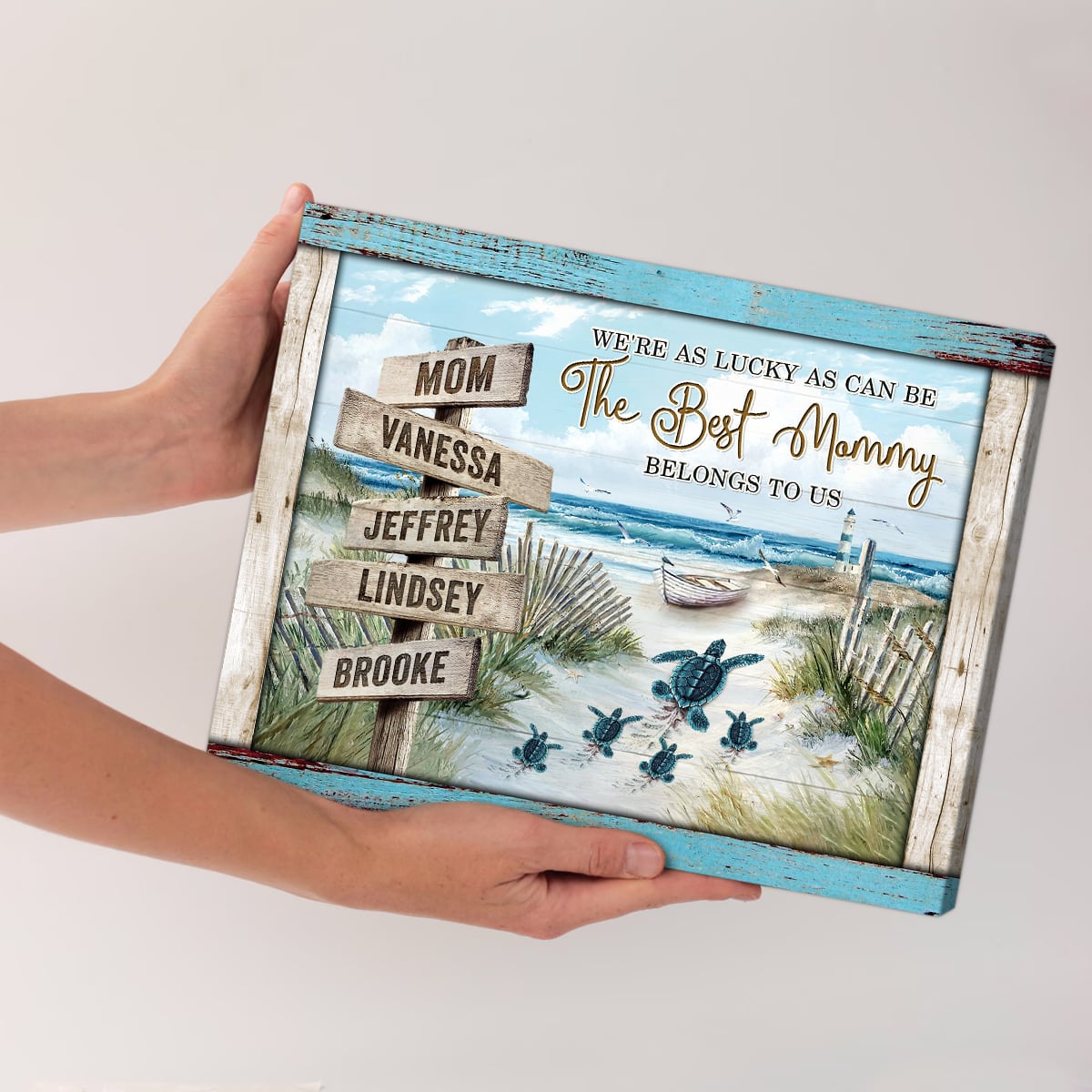 The Best Mommy Belongs To Us Sea Turtles - Personalized Canvas - Gift For Mom, Mother's Day, Birthday Gift