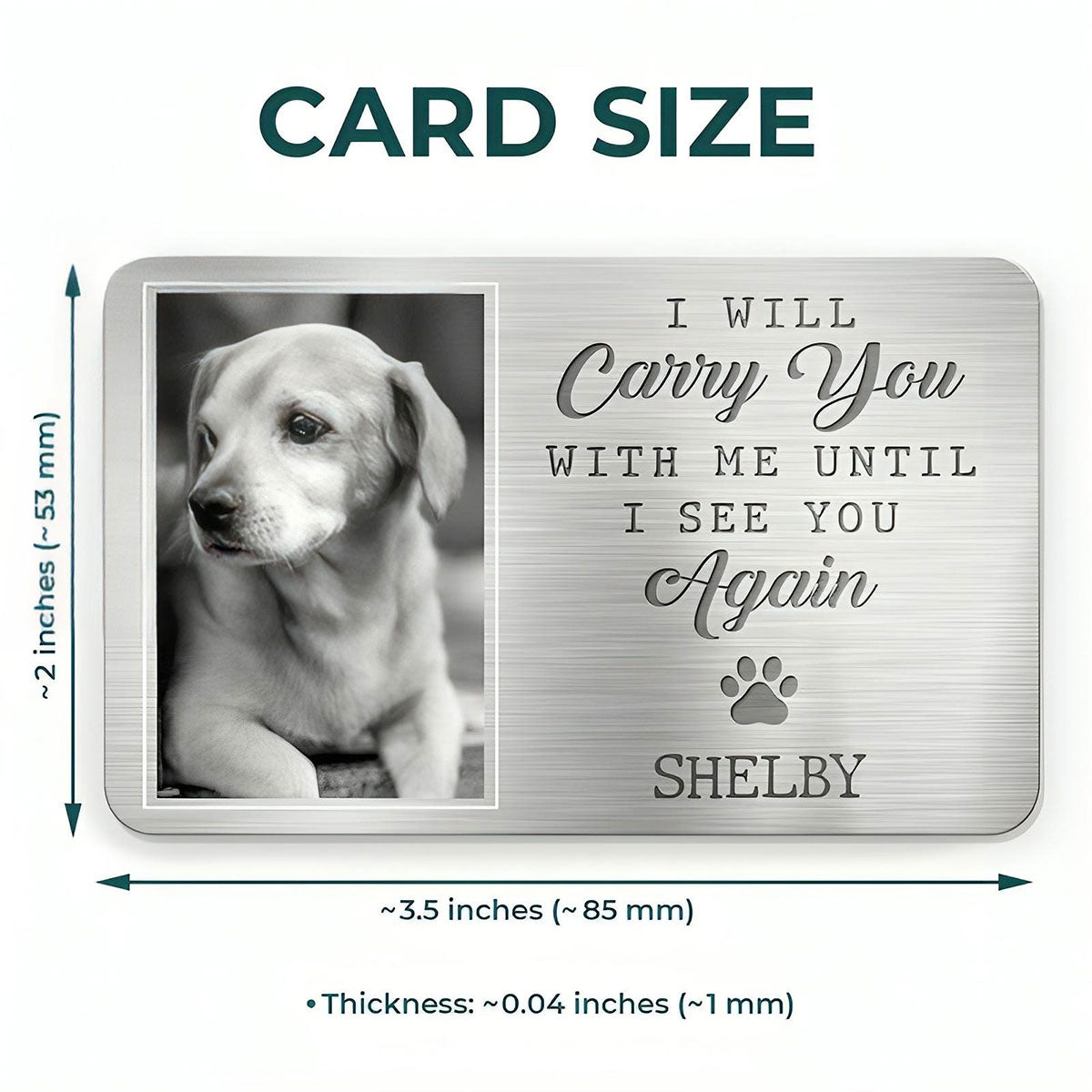 Custom Photo Aluminum Wallet Card - Personalized Pet Memorial Sympathy Gifts For Dogs, Cats