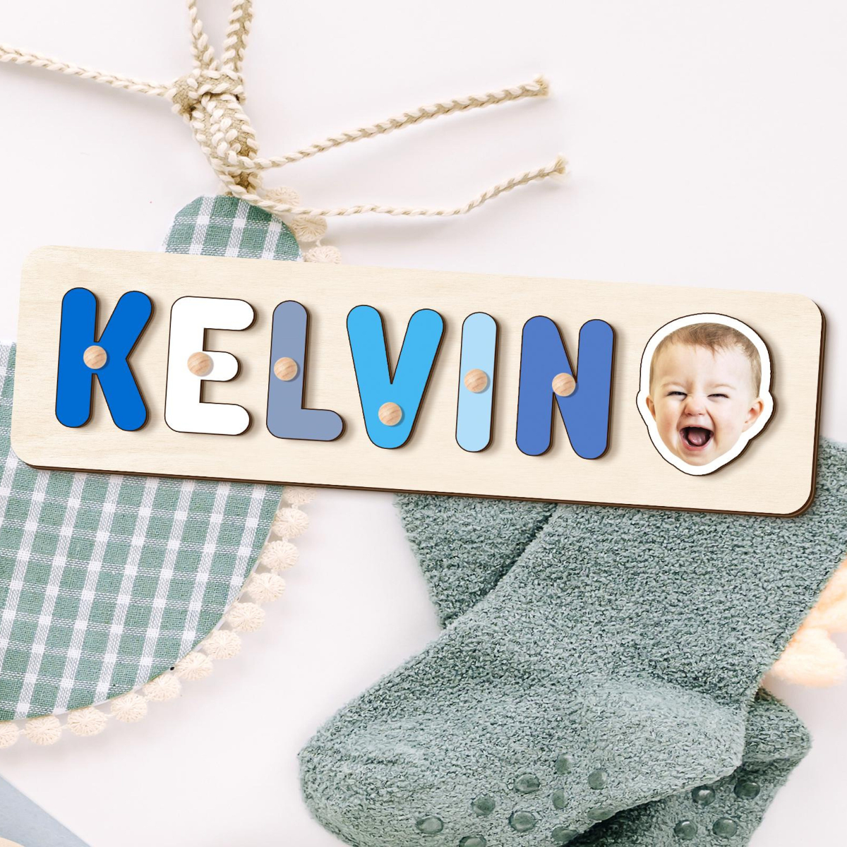 Personalized Name Puzzle for Toddlers, Custom Photo Gift, Wooden Dog Puzzle, Puppy Pet Nursery Decor, 1 2 Year Old Birthday Boy Girl Gifts