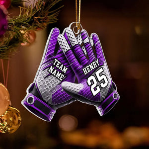 Football Gloves Football For Life Personalized Acrylic Ornament, 3D Effect Flat Christmas Ornament
