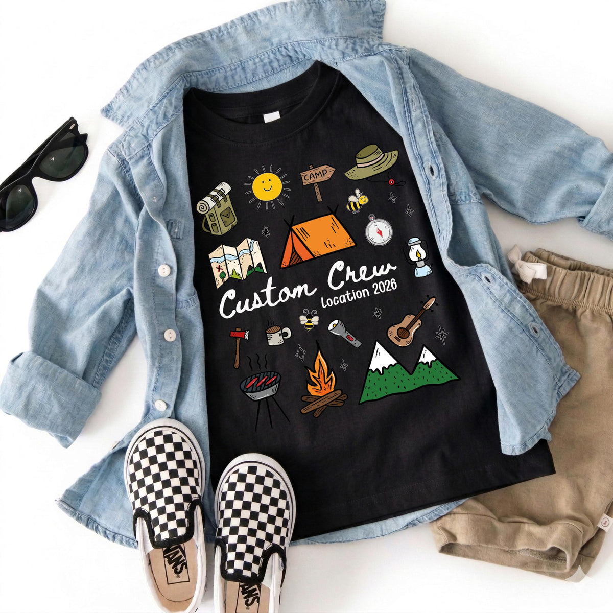 Custom Camping Crew 2026 Shirt, Matching Cousin Crew Camp T-shirt, Kids Summer Camp Shirt, Camper Sweatshirt, Camp Birthday Boy Sweater