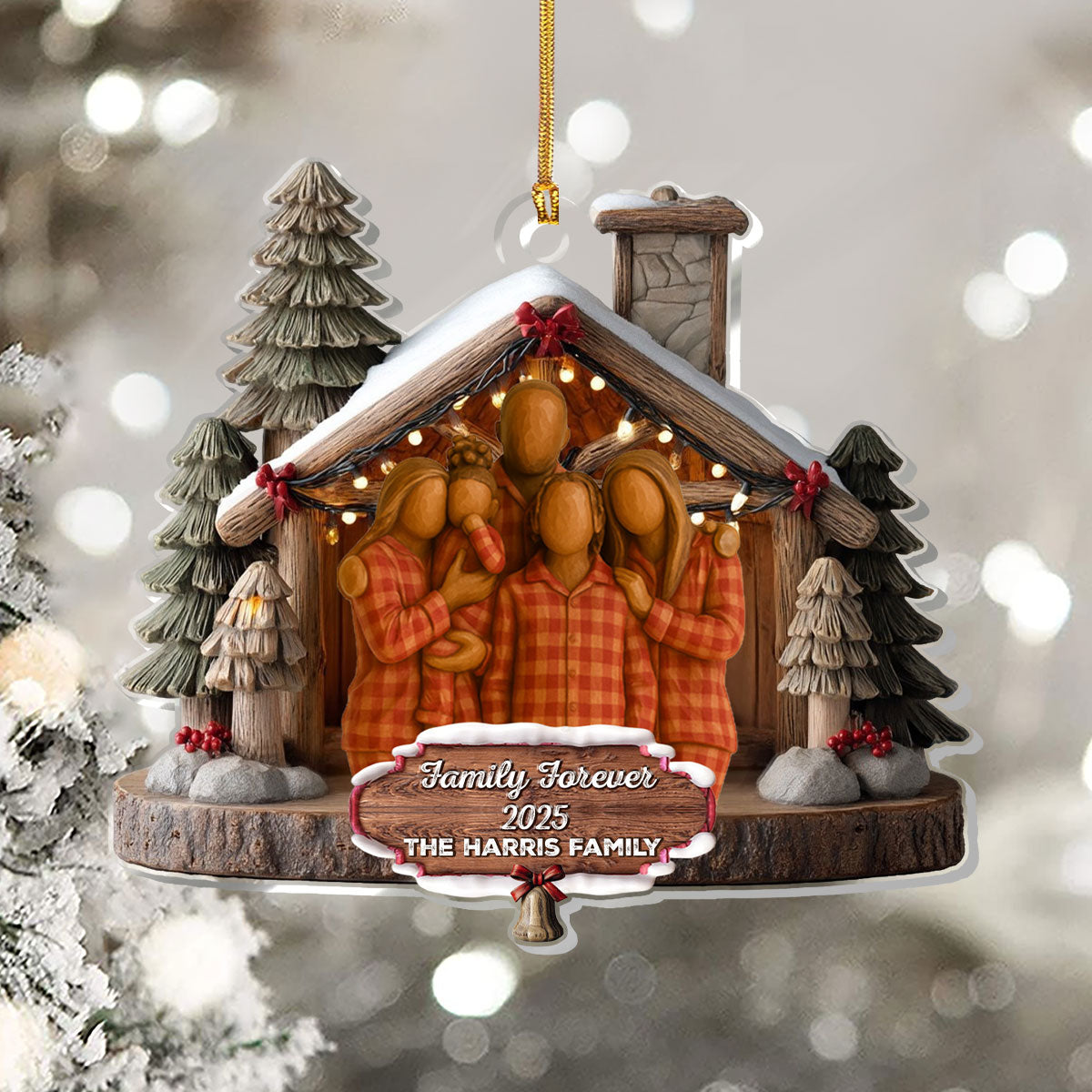 Family Forever Custom Photo - Personalized Acrylic Ornament - Christmas Gift For Family