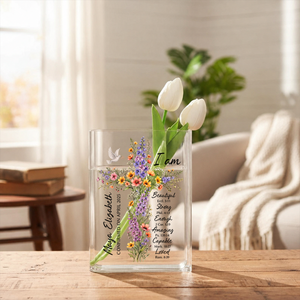 Floral Cross Journal With Custom Name Clear Acrylic Book Vase for Flowers, Transparent Flower Vase for Home Decor