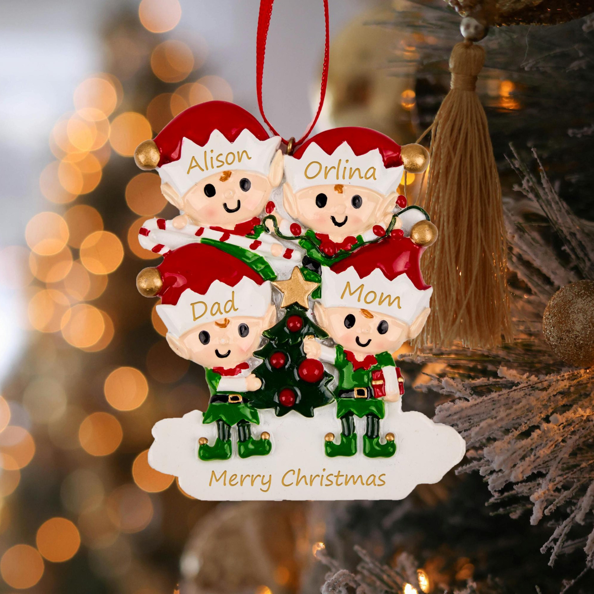 2025 Family Christmas Tree Ornament, Personalized Family Names Resin Ornament for Xmas, Family Christmas Gift, Xmas Tree Decor