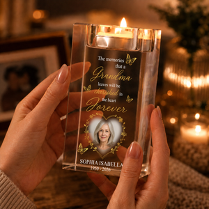 Cherished In The Heart Memorial Personalized Crystal Candle Holder