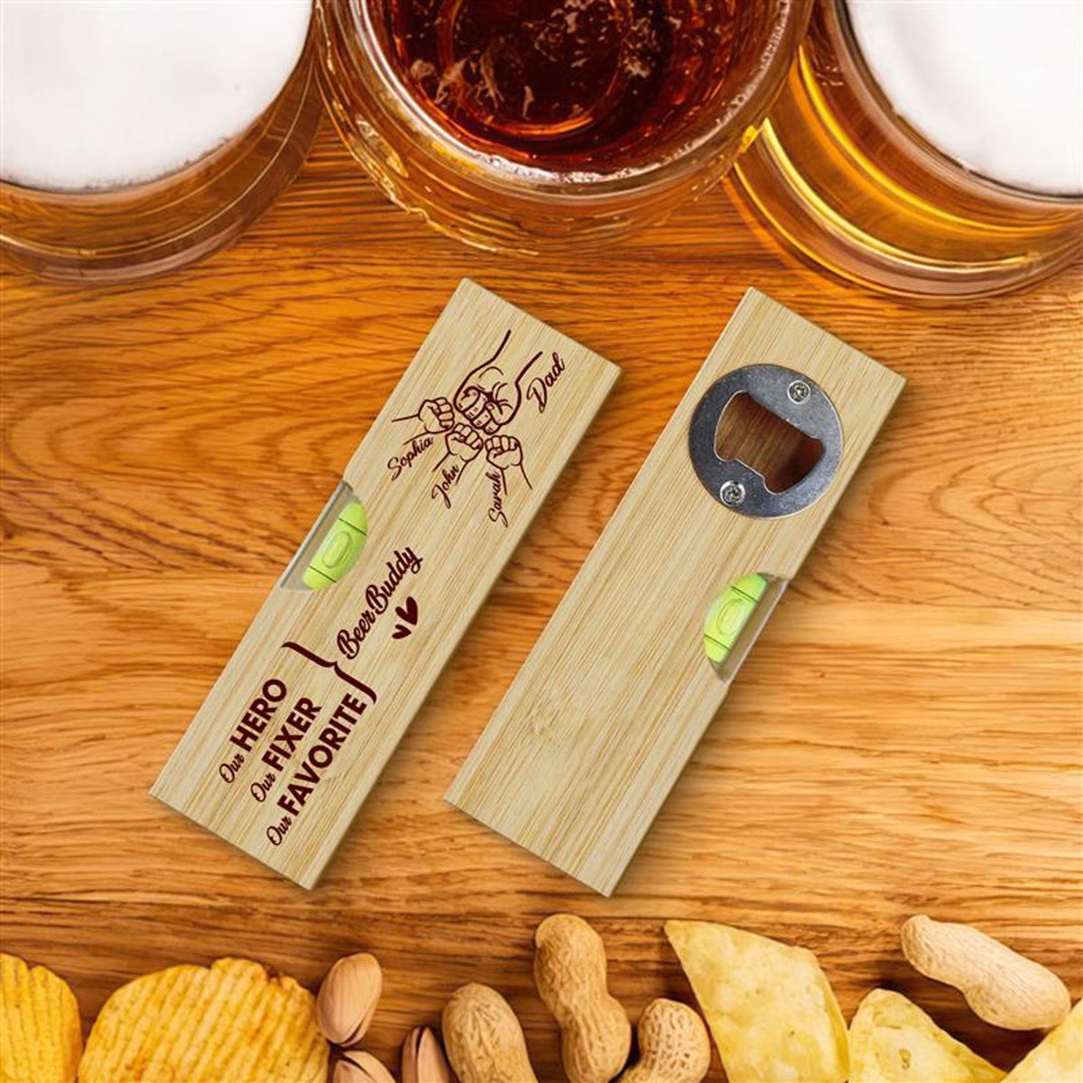 Dad Our Fixer Our Hero - Personalized Bottle Opener - Gift For Dad, Father's Day, Birthday Gift