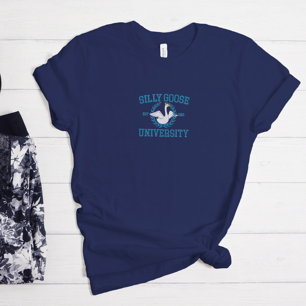 Embroidered Silly Goose University Shirt, Goose Crewneck Sweatshirt, Funny Sweatshirt, Funny Embroidered Tees, Group Gang Goose Shirt