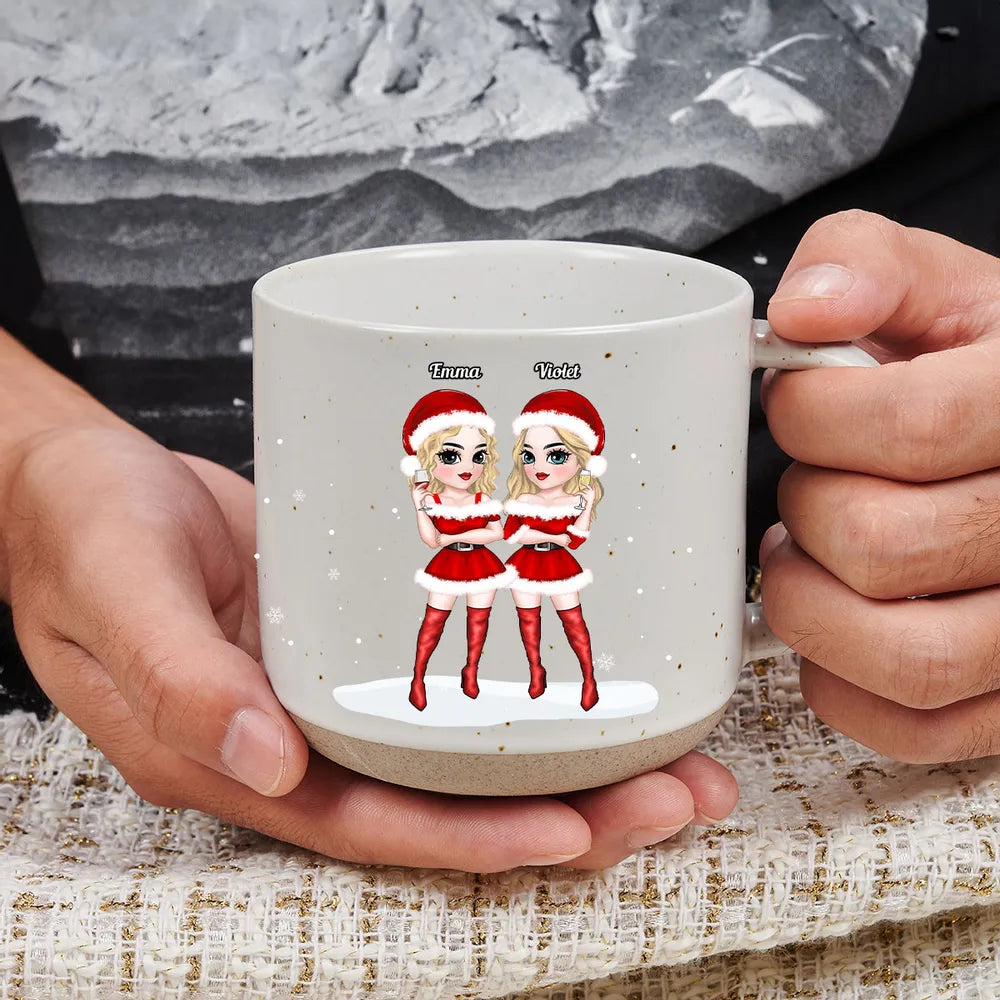 I'd Punch For You Right In The Throat Christmas Bestie - Personalized Pottery Mug - Christmas Gift For Besties, Friends, Sisters