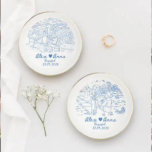 Personalized Couple Portrait Ring Dish, Engagement Gift, Wedding Gift For Bride, Handmade Custom Photo Ring Dish, Custom Photo Jewelry Tray