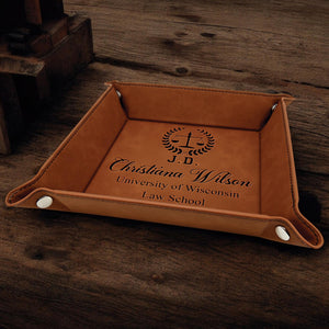 Custom Law Degree Graduation Valet Tray - Personalized Grad Lawyer Gift for Graduates, Class of 2026
