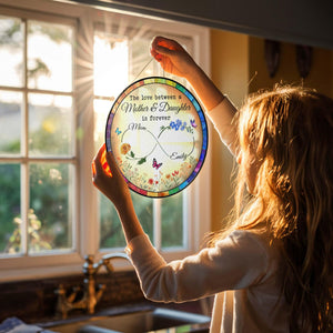The Love Between Mother and Daughter is Forever Suncatcher Stained Glass, Mom Daughter Gift, Daughter Mother Gift, Mothers Day Gift for Mom from Daughter