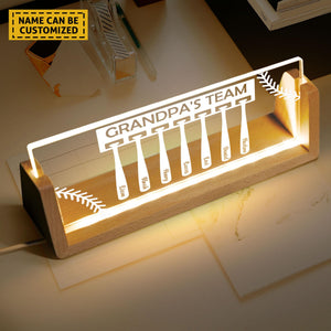 Baseball Grandpa Gift with Grandkids Names,Custom Grandpa's Team Night Light, Dad Gifts from Daughter Son, Father's Day Gift, Baseball Coach