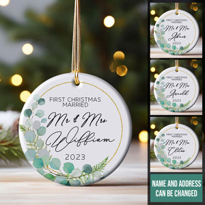 1st Christmas Married Christmas Wreath - Personalized Ornament - Christmas Gift