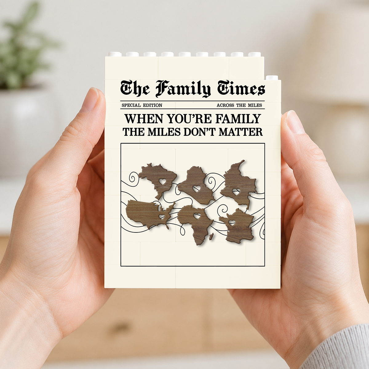 The Family Times Long Distance - Personalized Brick Block