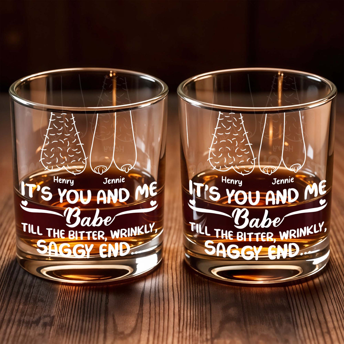 It's You And Me Babe, Personalized Whiskey Glass, Gift For Couple