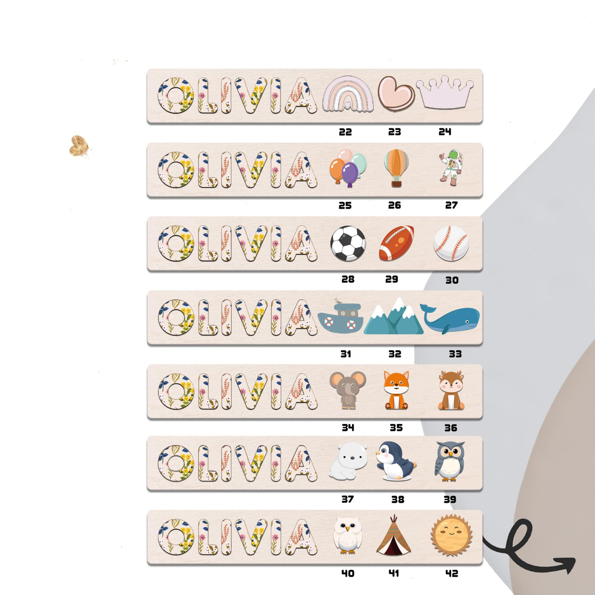 Personalized Name Puzzle, Floral Design, Baby Girl Gift, Custom Wooden Toy, Toddler Learning 1st Birthday Gift, Baby Shower Gift, Nursery Decor