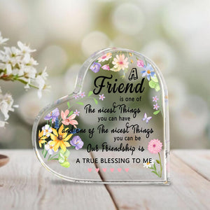 Friendship Heart Acrylic Plaque Floral Thank You Gift for Best Friend Sentimental Keepsake for Her True Blessing Quote Sign Acrylic Decor
