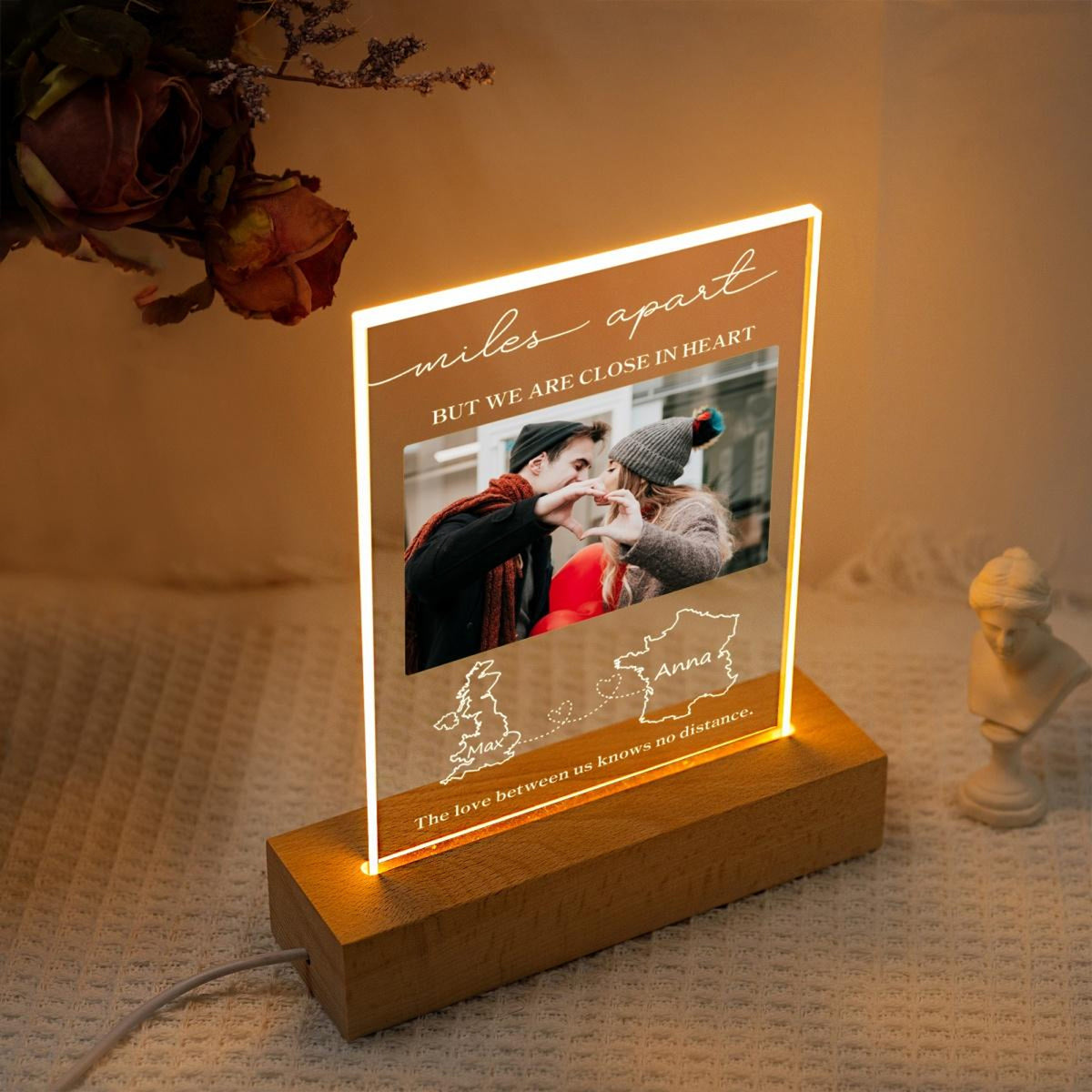 Custom Two Map Night Light, Long Distance Gift, Going Away Gift, Friends Gift, Couples Gift, Long Distance Friendship Gift,Leaving Home Gift