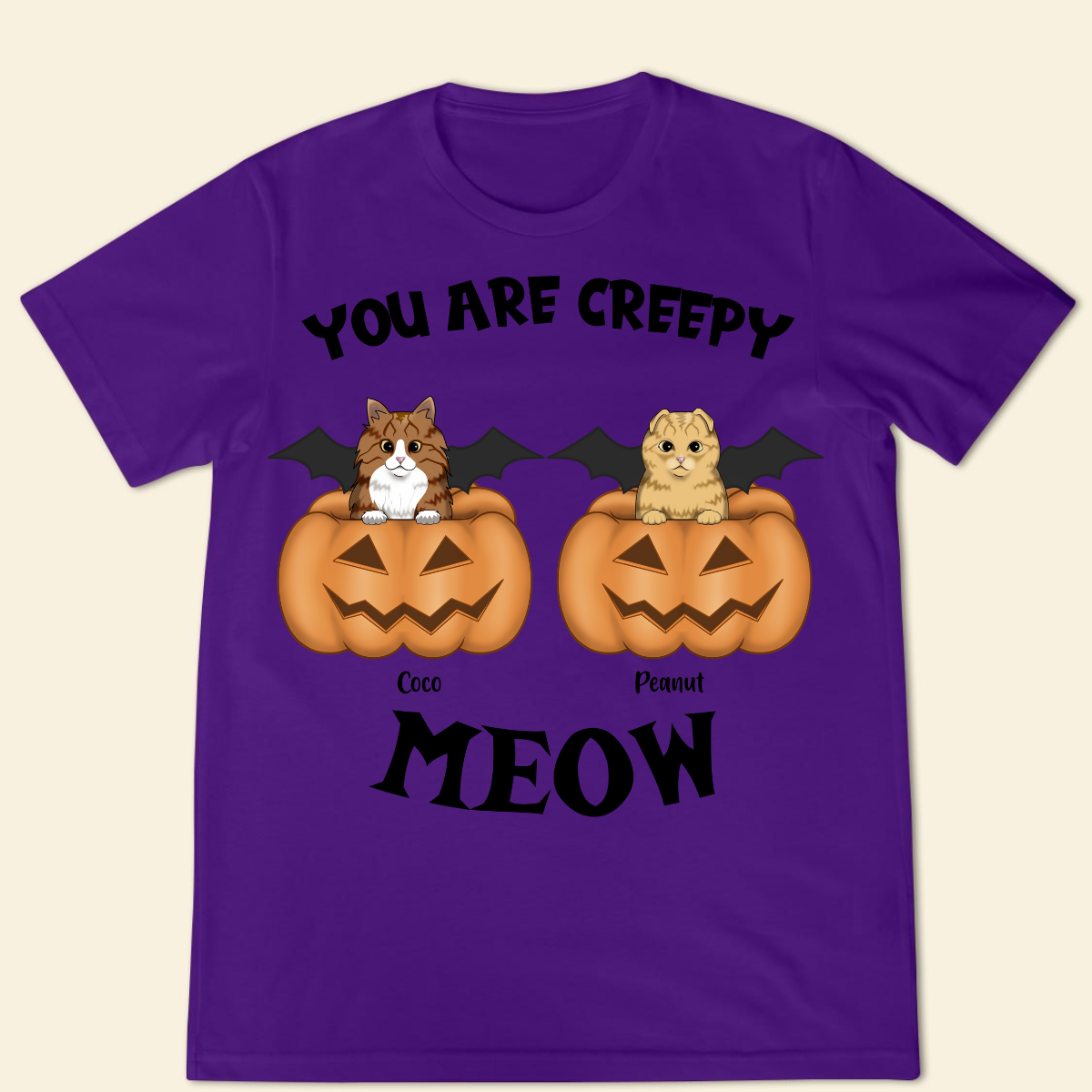 You Are Creepy Meow Custom Fall Season Tee Personalized T Shirt Halloween Gift For Cat Lovers Cat Mom Gift Cat Dad Gift