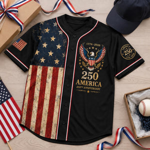 Personalized America 250 Baseball Jersey, 1776 2026 Custom Name USA 250th Anniversary Shirt, Patriotic Baseball Jersey, 4th of July Gift