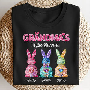 Grandma's Little Rhinestones Bunnies - Personalized Apparel - Easter Gift For Mom Grandma