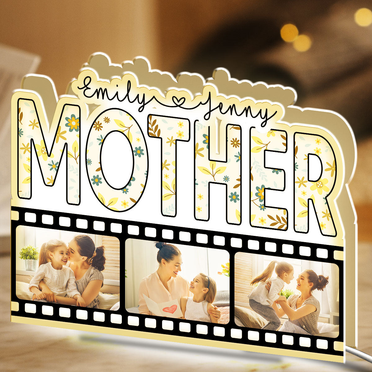 Mom Always Shines In Our Hearts - Personalized Acrylic Light Box - Gift For Mother