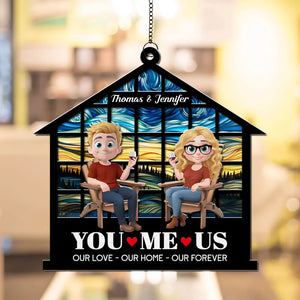 Our Love Our Home Our Forever - Personalized Suncatcher Ornament - Anniversary Gift, Valentine's Day Gift For Couple