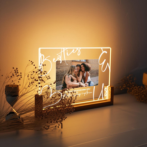 Custom Best Friend Acrylic Photo Night Lamp, Personalized LED Gift for Girls, Custom Quote and Names for Friendship