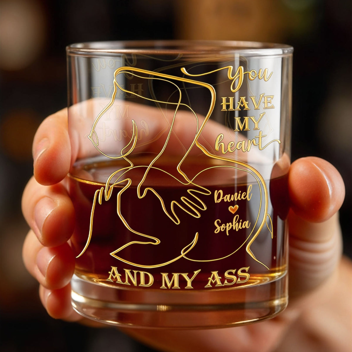 You Have My Heart - Personalized Whiskey Glass - Gift For Boyfriend, Husband, Valentine's Day Gift