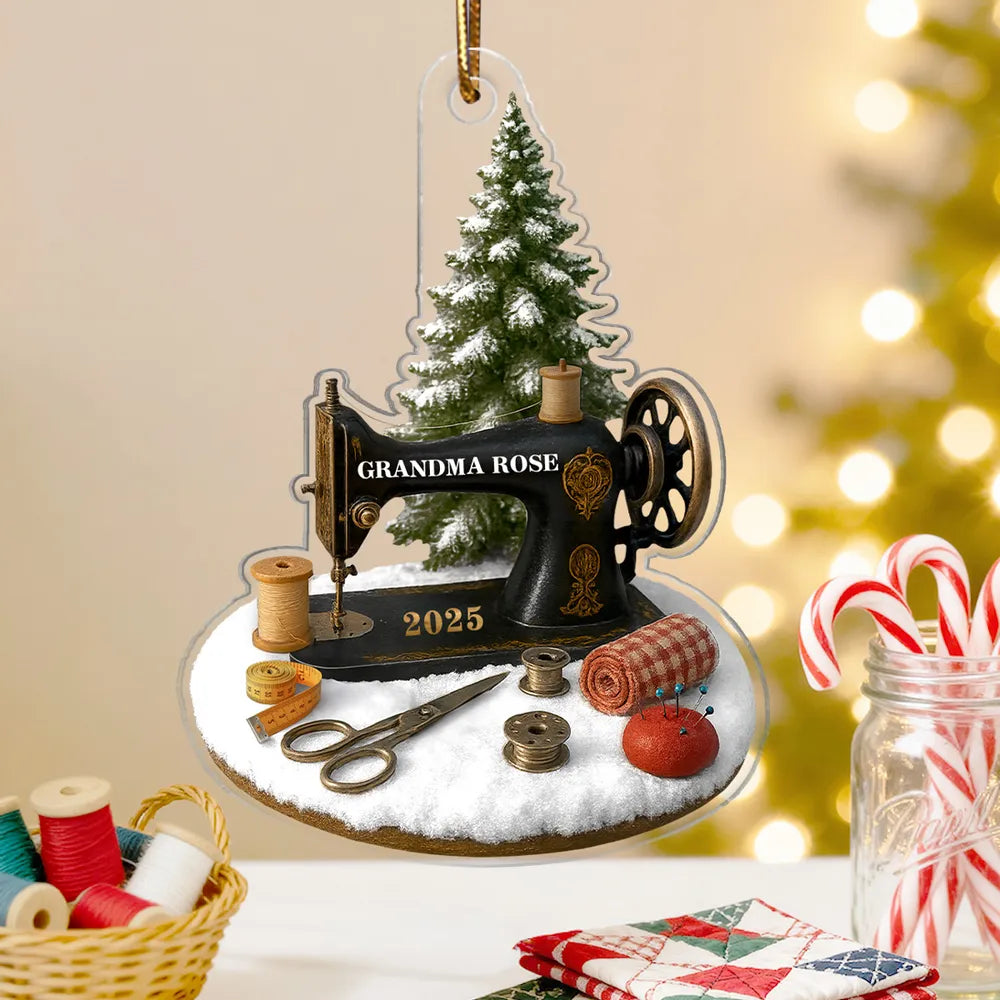 3D Effect Sewing Things - Personalized Acrylic Ornament - Gift For Grandma, Mom