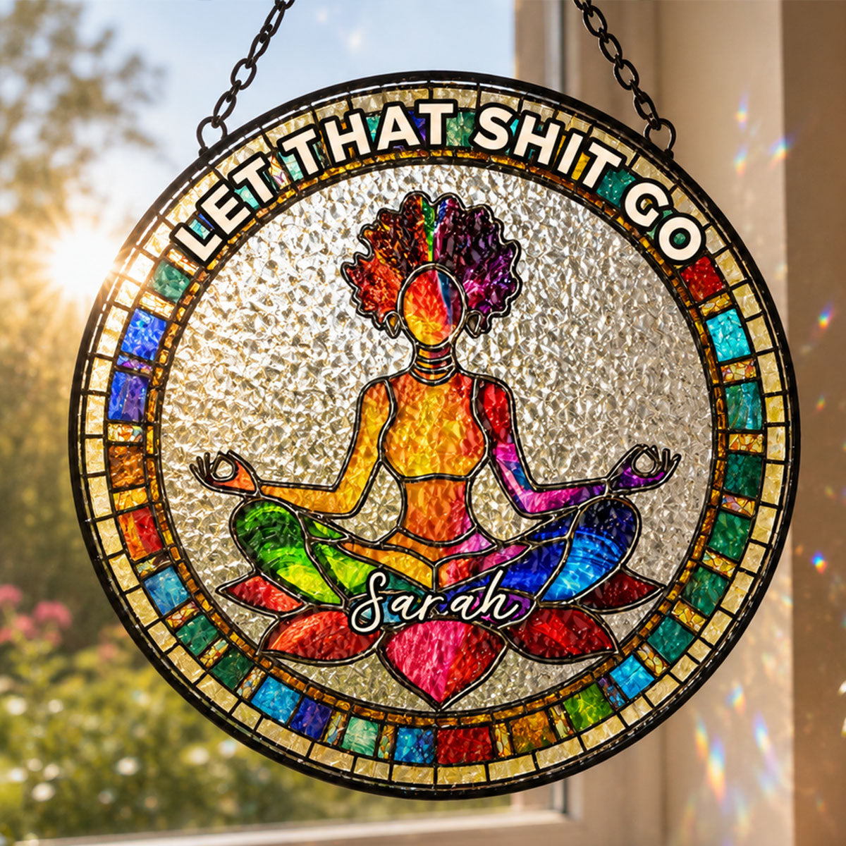 Let That Shit Go Suncatcher - Personalized Yoga Gifts for Her