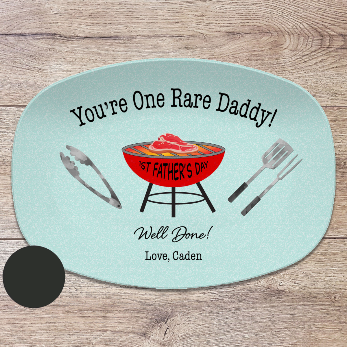 One Rare Daddy Grilling BBQ Plate, Job Well Done Personalized Serving Tray Platter, Father's Day Gift for Him