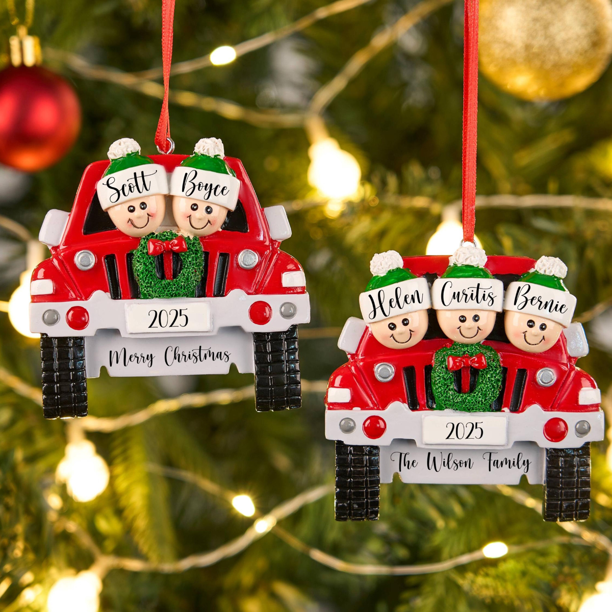 2025 Personalized Family 3D Car Christmas Ornament, Custom Christmas Gift, Christmas Tree Decor, Custom Resin Family Ornament, Xmas Car Ornament