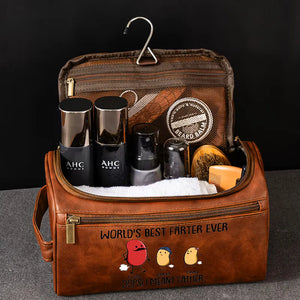 Best Farter Ever I Mean Father - Personalized Leather Toiletry Bag - Gift For Father, Gift For Grandpa, Father's Day Gift