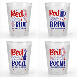 Red White & Blue US Independence Day - Personalized Plastic Frosted Cup - Patriotic Gift, 4th Of July Gift, 250th Anniversary