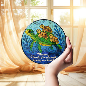 Custom Turtle Family Glass Suncatcher Gift for Mom on Mother s Day, Personalized Sea Turtle Window Decor with Kids Names