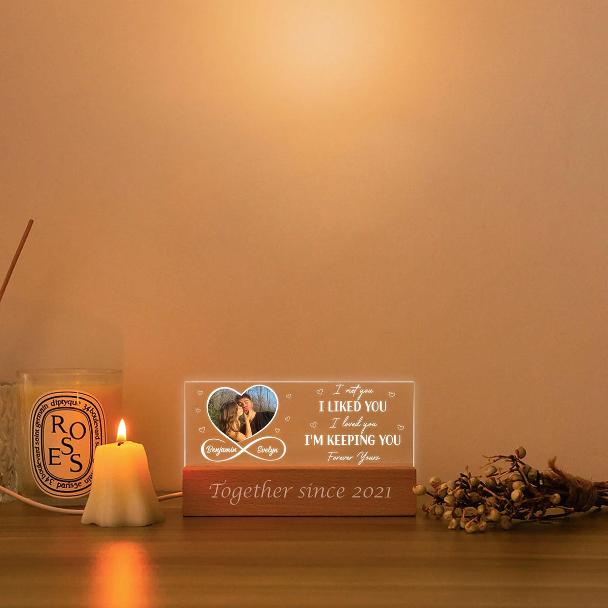 Loved You Then, Love You Still, Personalized Couple Night Light, Romantic Valentine Couple, Wedding Gift, Gift for Her, Anniversary Gift, Bedroom Lamp