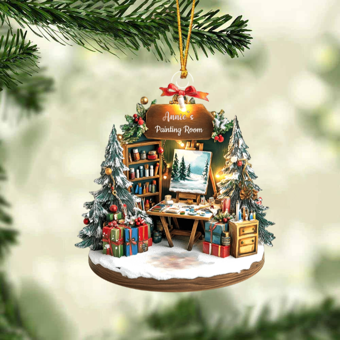 Painting Room, She Shed Ornament, Gift For Artists, Painters, Flat Ornament - Personalized Acrylic Ornament
