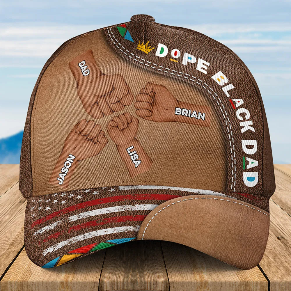Dope Black Dad - Personalized Classic Cap - Gift For Daddy Papa, Father's Day Gift