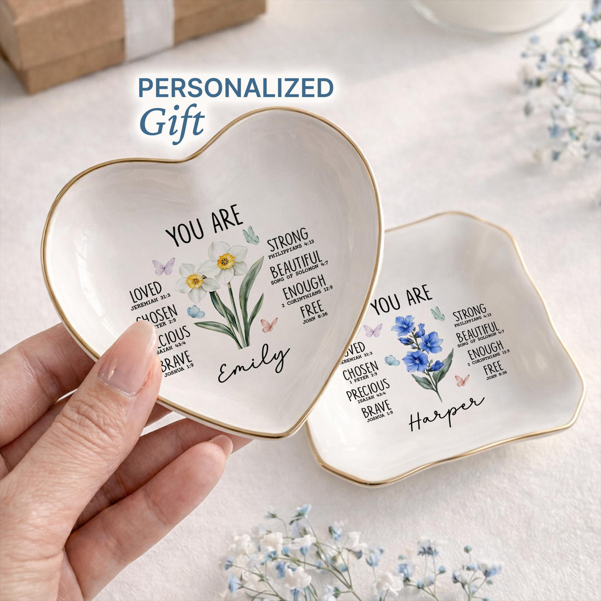 Personalized Christian Jewelry Dish | Custom Bible Verse Ring Tray | Faith Affirmation Plate | Religious Gift for Her
