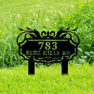 Custom Modern Address Sign, Metal House Number Sign, Metal Address Sign, Stake Address Sign, Outdoor Sign, Garden Art, Garden Decor