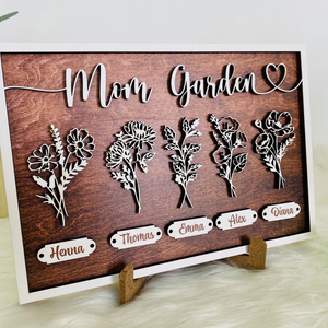 Personalized Mom's Garden Sign With Custom Name and Birth Month Flowers, Personalized Family Name, Perfect gift for Mom