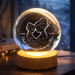 The Night You Became My Mom - Personalized Crystal Ball LED Light- Heartfelt Gift For Mom, Grandma
