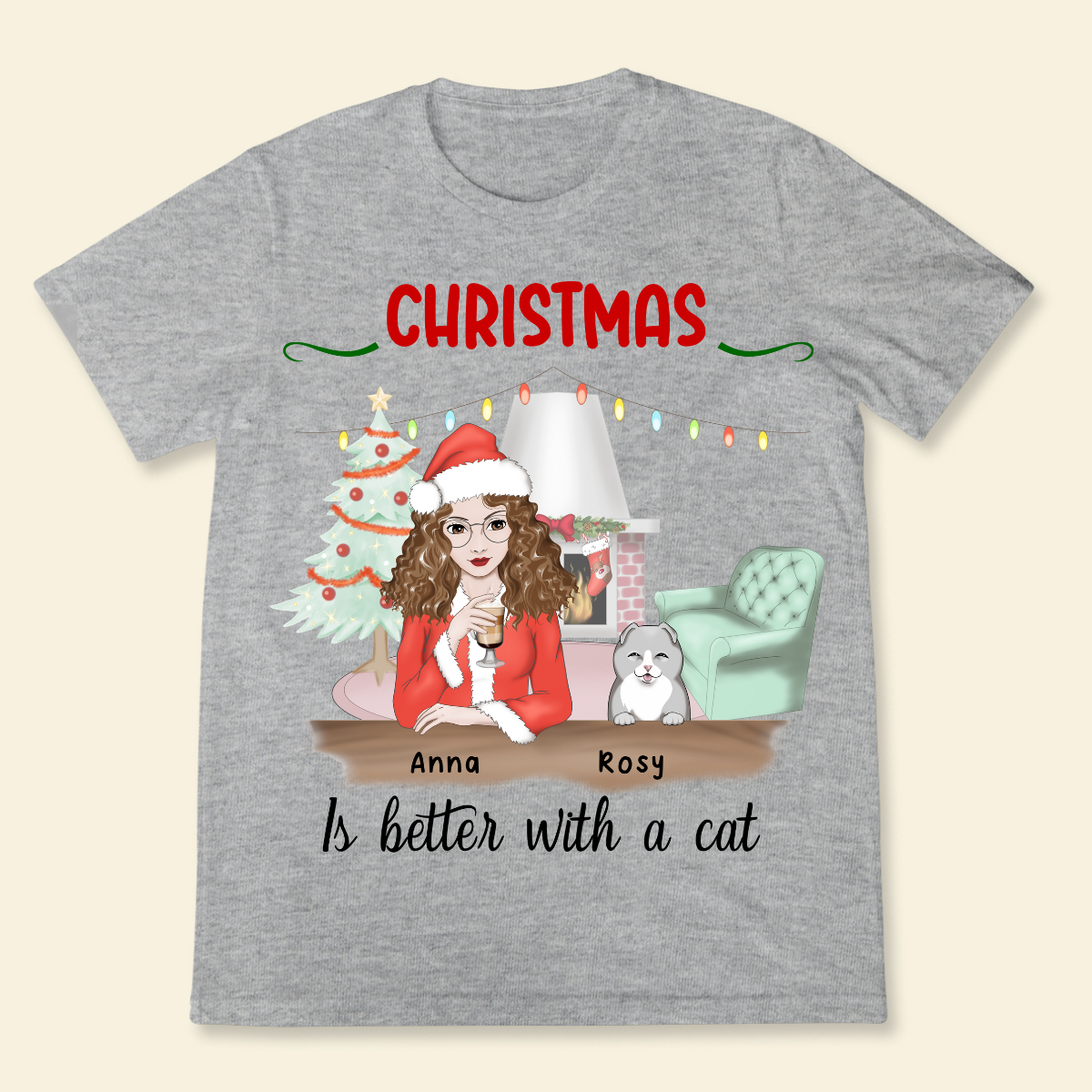 Christmas Is Better With A Cat Personalized T Shirt Winter Season Gift For Cat Lovers Christmas Gift For Cat Mom